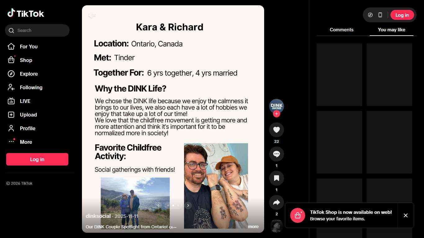 Our DINK Couple Spotlight from Ontario! 🇨🇦 They met on Tinder, bonde... | TikTok